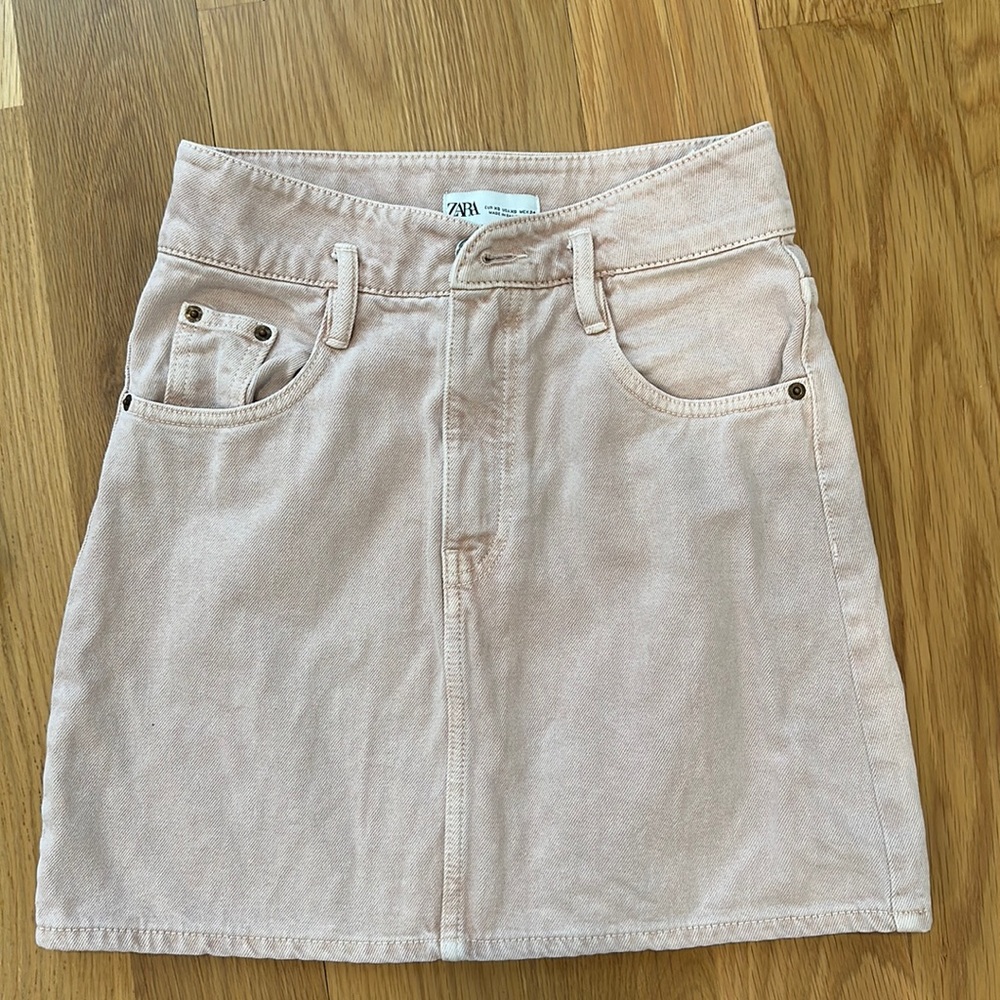 Pink denim miniskirt